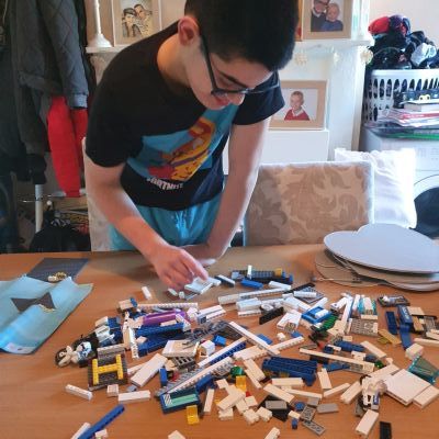Lucas building lego 3